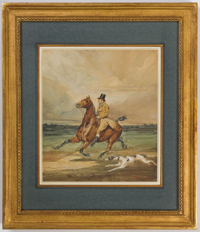 Alfred  DE DREUX - A Horse and Rider with a Hound | MasterArt